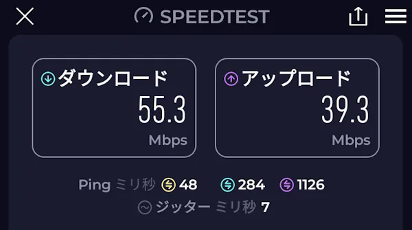 楽天モバイル 速度測定結果 4G LTE回線 夜8時台 Rakuten WiFi Pocket 5G