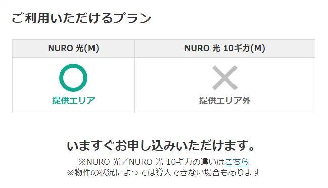 NURO光　エリア検索結果　設備導入あり（2.5ギガ）